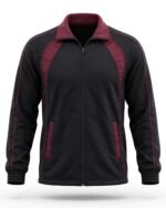 Men's Black & Maroon Panel Tracksuit Jacket